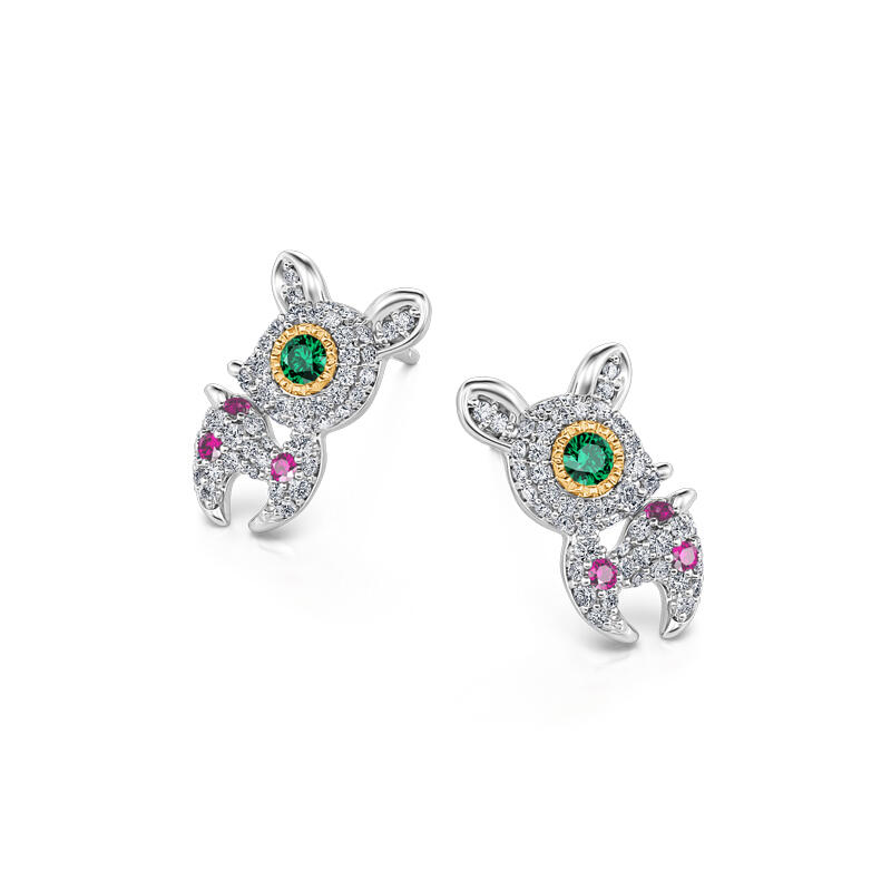 Jeulia "Christmas Reindeer" Sterling Silver Stud Earrings