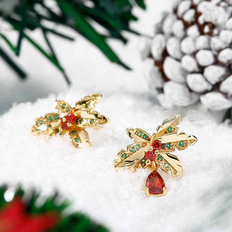 Jeulia "Everlasting Mistletoe" Pear Cut Sterling Silver Asymmetrical Earrings