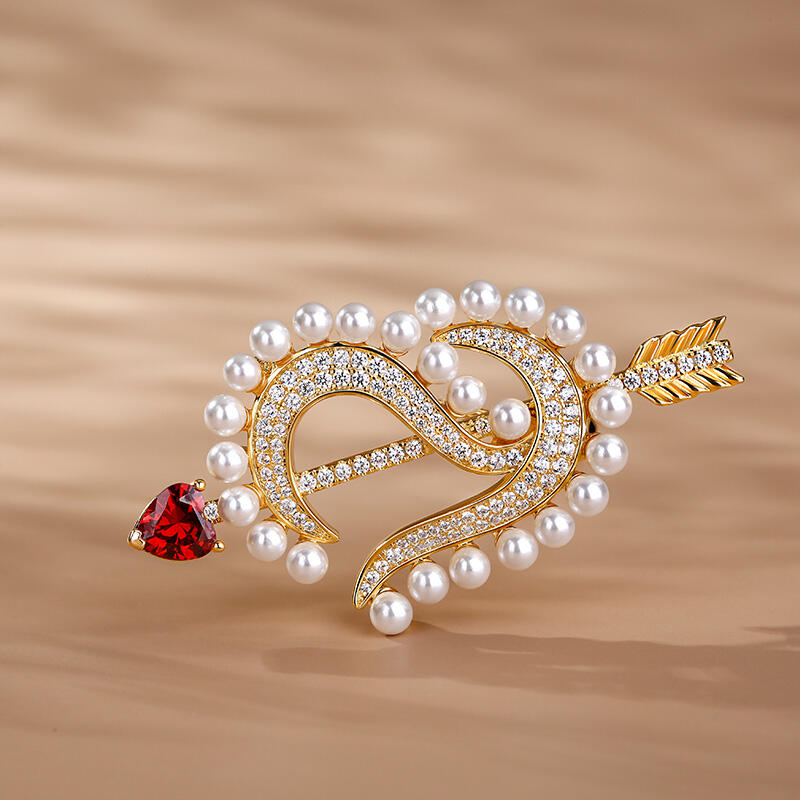 Jeulia Logo "Cupid's Arrow" Heart Shape Sterling Silver Brooch