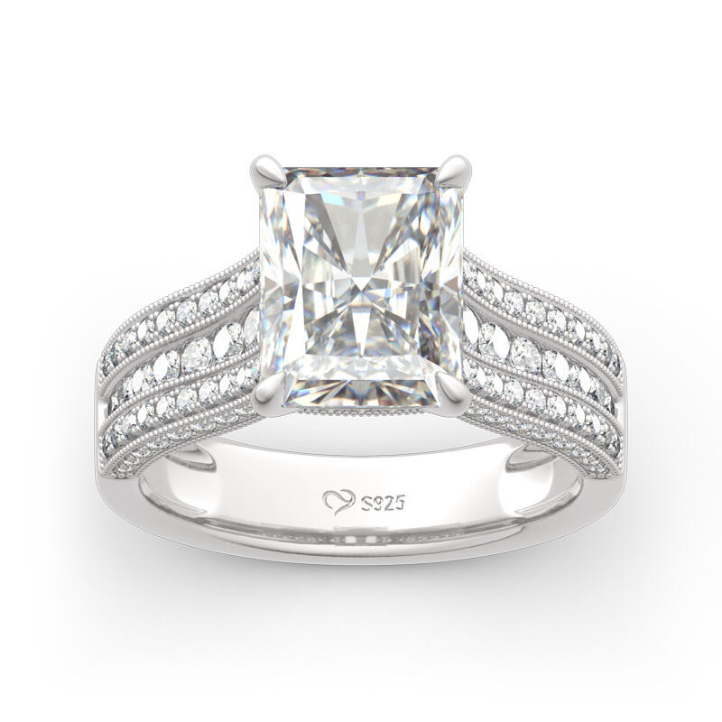 Jeulia Classic Radiant Cut Sterling Silver Ring