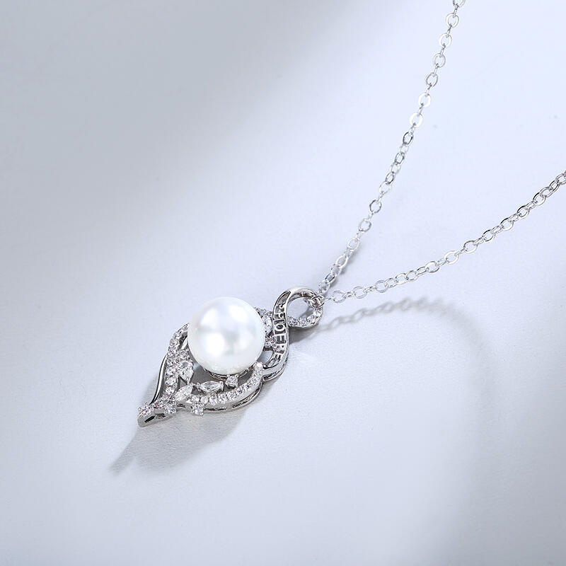 Jeulia "Wonderful Fate" Pearl Personalized Sterling Silver Necklace