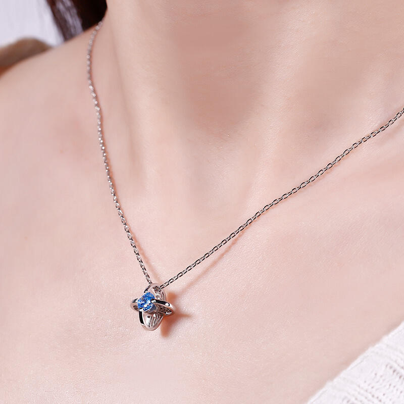 Jeulia Personalized Round Cut Sterling Silver Necklace