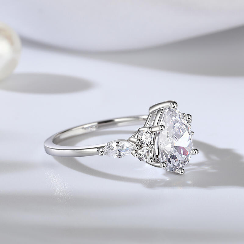 Jeulia Pear Cut Sterling Silver Ring