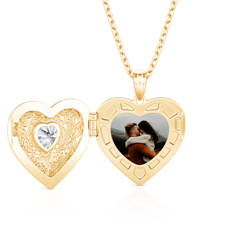 Jeulia Collar Medallón de Foto Corazón Personalizado Vintage con Piedra de Nacimiento