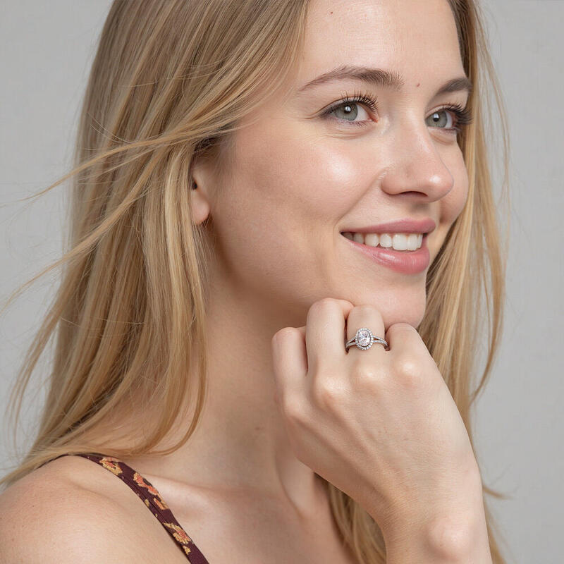 "My Heaven On Earth" Oval Cut Halo Engagement Ring