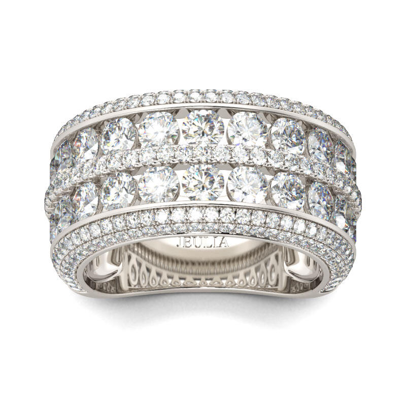 Jeulia Wide Round Cut Sterling Silver Women's Band