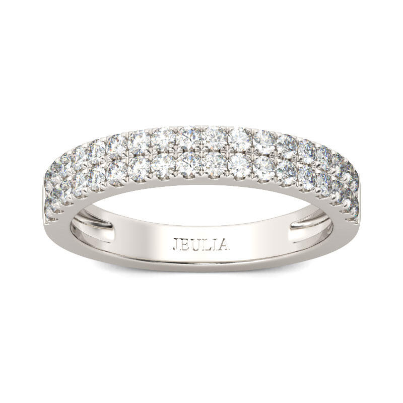 Jeulia Simple Round Cut Sterling Silver Women's Band