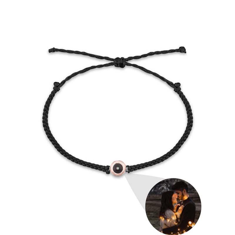 Bracciale di Proiezione Personalizzato con Foto Chiusura Regolabile con Corda Nera