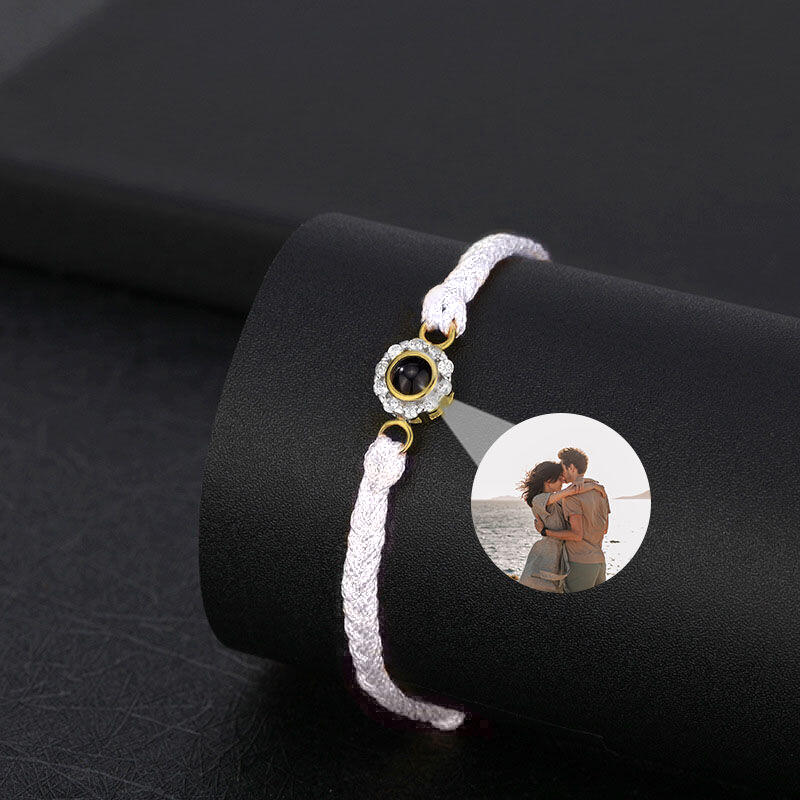 サークル 投影 写真 写真いれ 組紐 ブレスレット ジルコニア