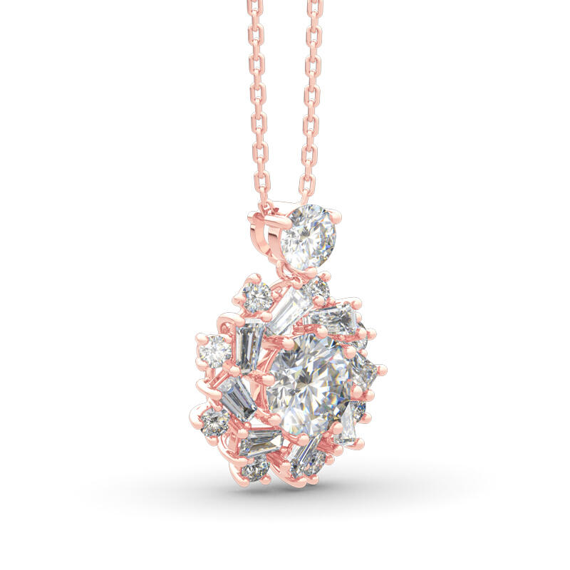 Jeulia Sunshine Round Cut Sterling Silver Necklace