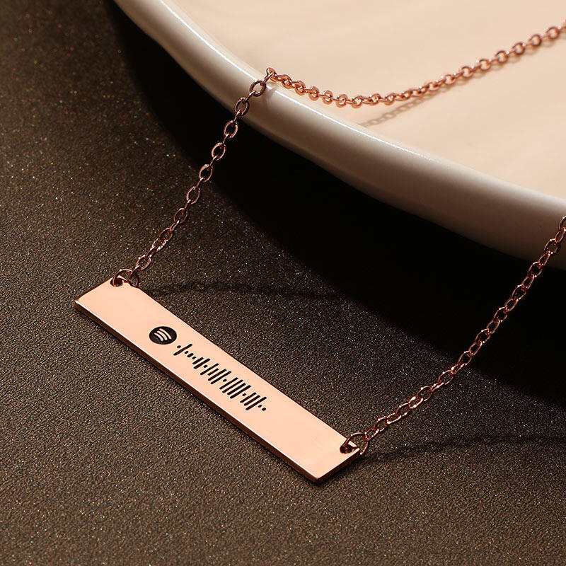 Jeulia Scannable Spotify Code Classic Bar Stainless Steel Necklace