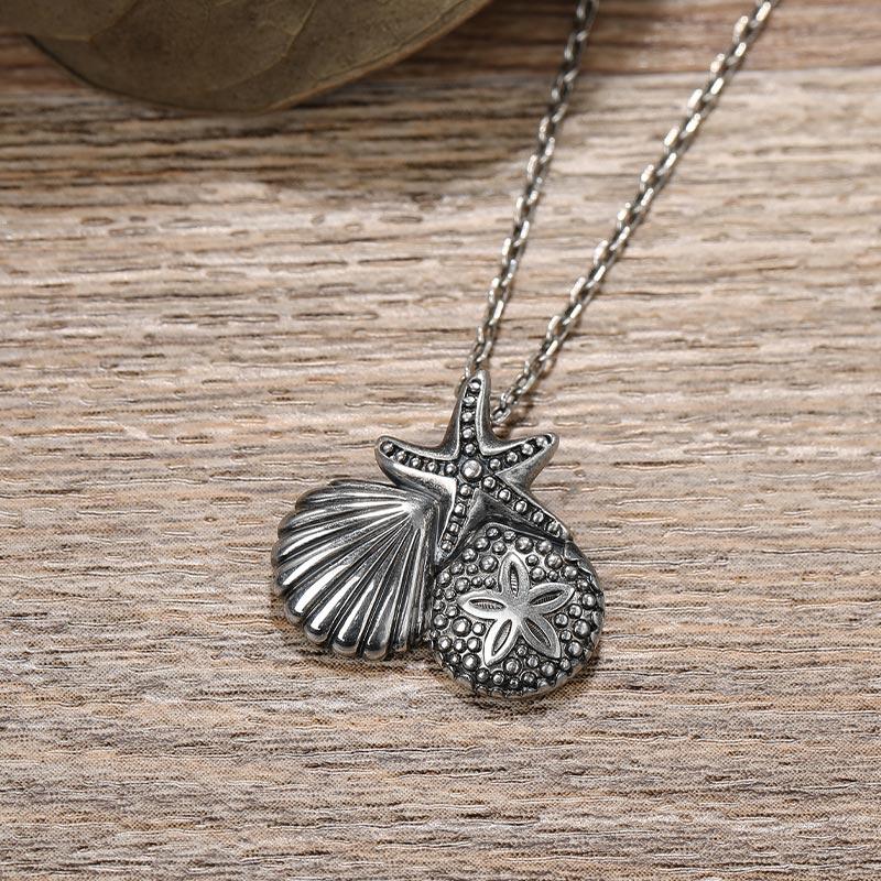 Jeulia Collar con colgante de estrella de mar de plata de ley