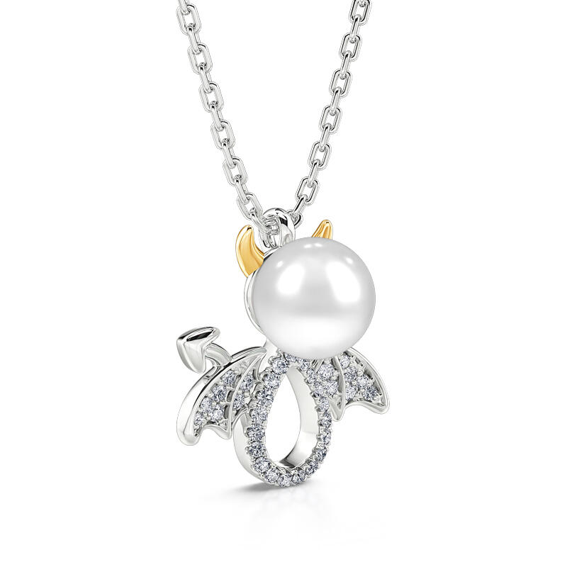 Jeulia Collar de perlas de plata de ley en forma de diablo