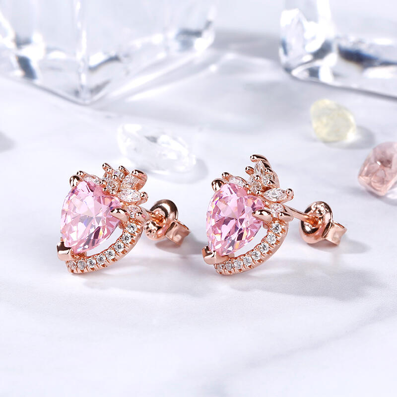 Jeulia Halo Heart Cut Earrings