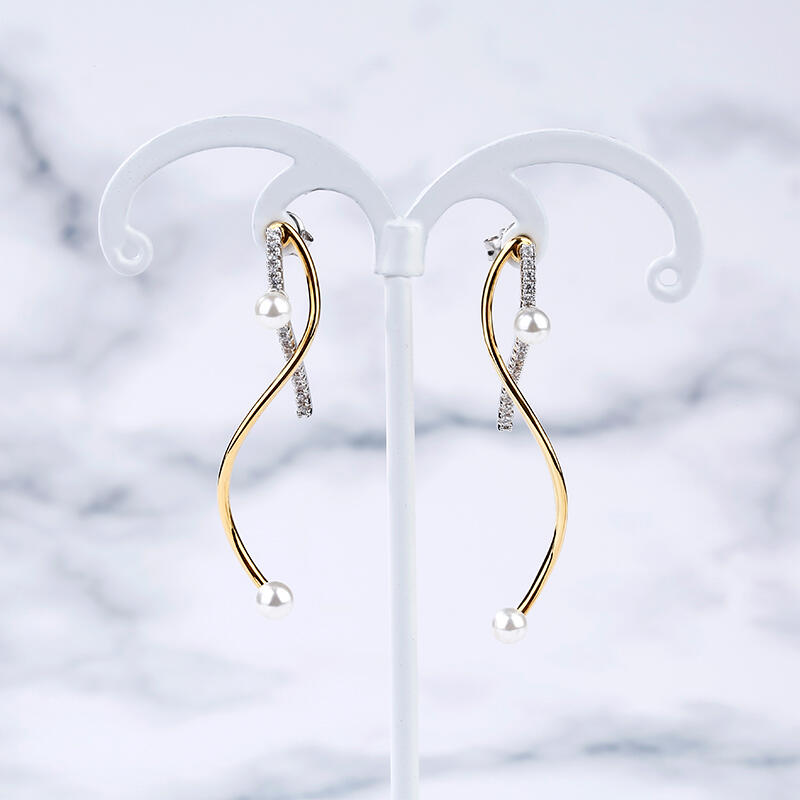 Jeulia Geometry Tassel Cultured Pearl Sterling Silver Earrings