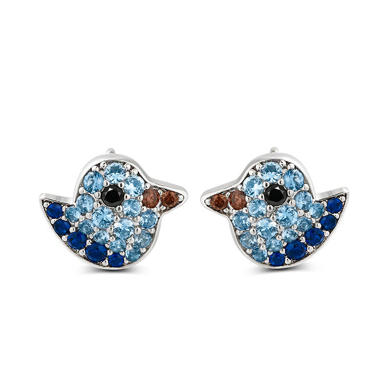 Jeulia キュート 小鳥 アヒル シルバー スタッド ピアス