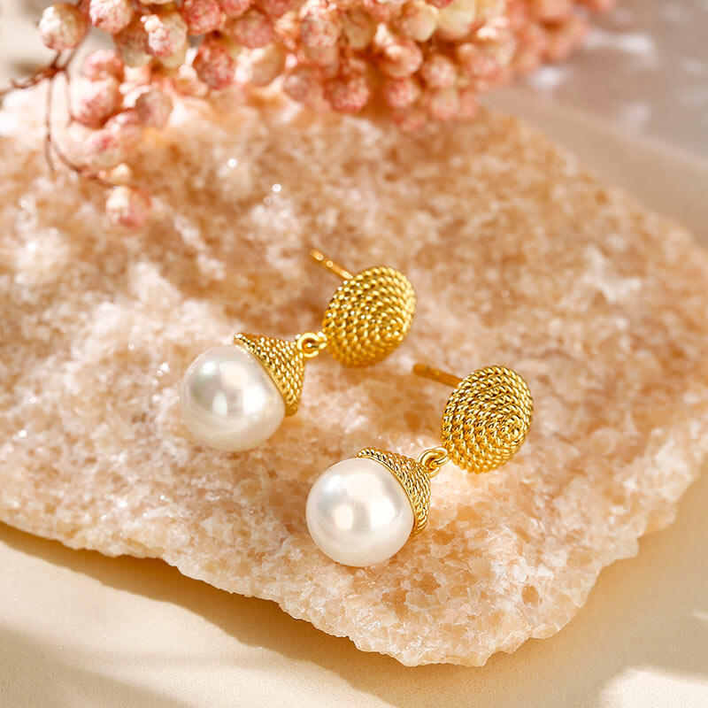 Jeulia Chevron Cultured Pearl Sterling Silver Drop Earrings