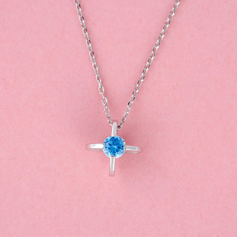 Jeulia Personalized Round Cut Sterling Silver Necklace