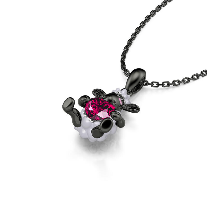 Jeulia Hug Me Collar de plata de ley con forma de corazón diseño de oveja