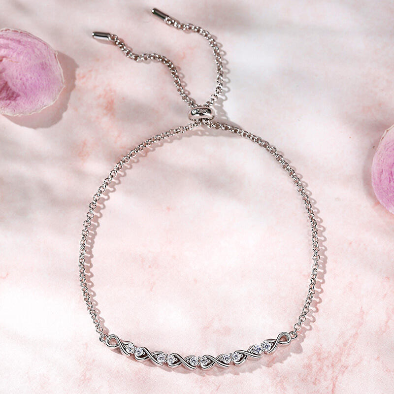 Jeulia 10K/14K/18K Gold Platinum Infinity Round Cut Bracelet