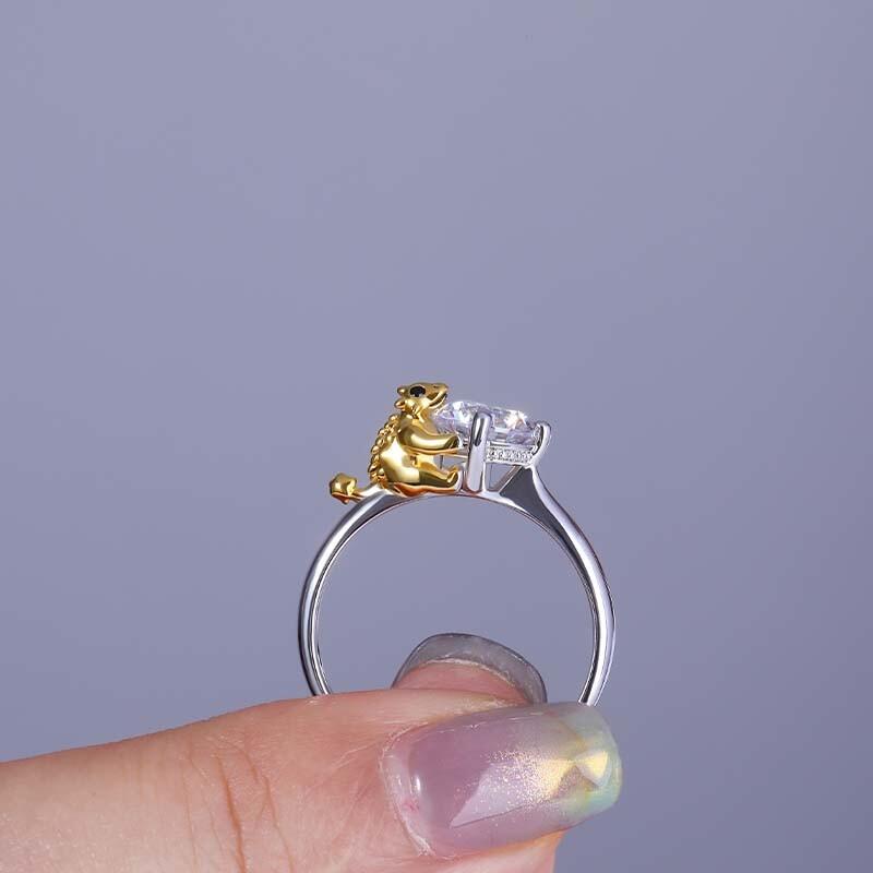 "Guarding Brilliance" Round Cut Side Stone Engagement Ring