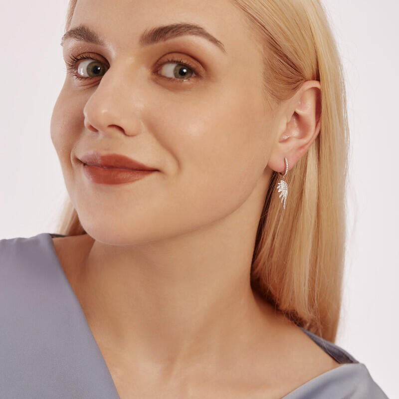 "The Wings Of An Angel" Round Cut Drop Earrings