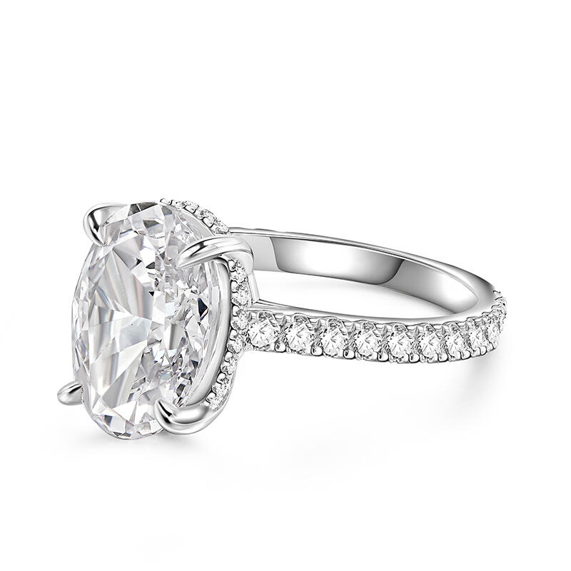 Jeulia Hidden Halo Oval Cut Sterling Silver Ring