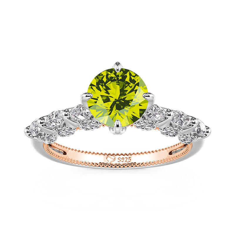 Jeulia Anillo de Compromiso con Inserción de Vestido de Princesa Verde Bicolor