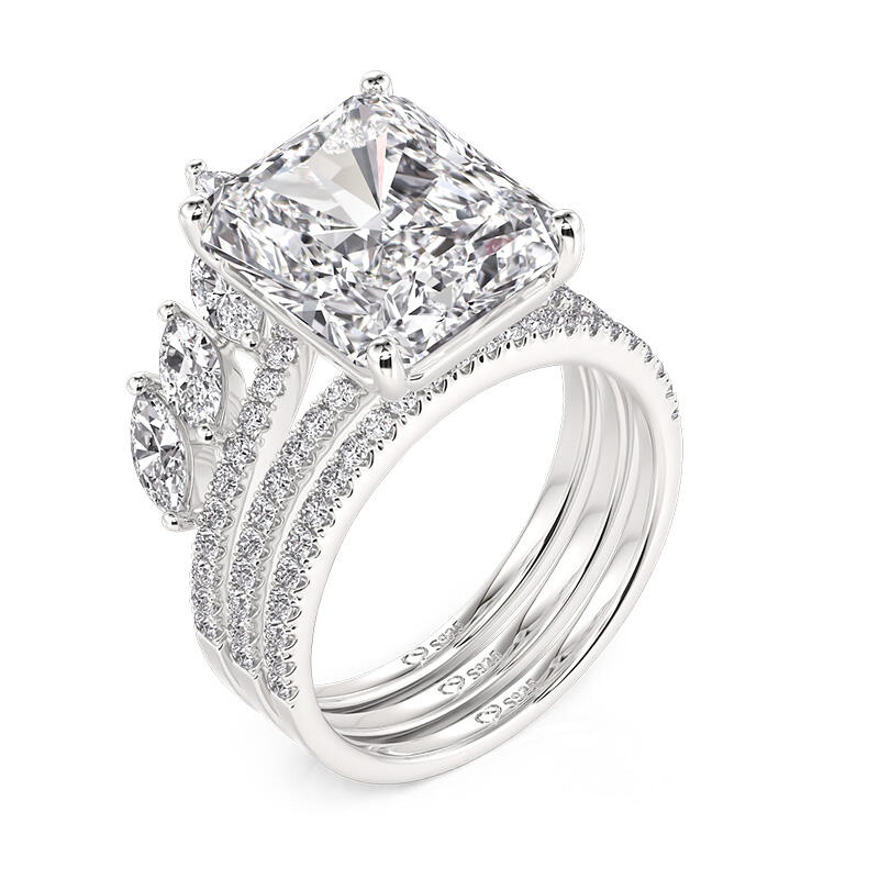 Jeulia Gorgeous Radiant Cut Engagement Ring Set 3PCS