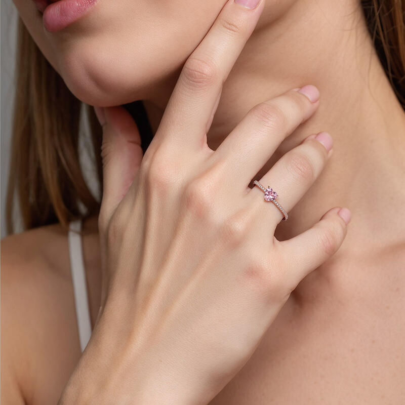 "You're Magical" 0.8ct Heart Cut Side Stone Engagement Ring