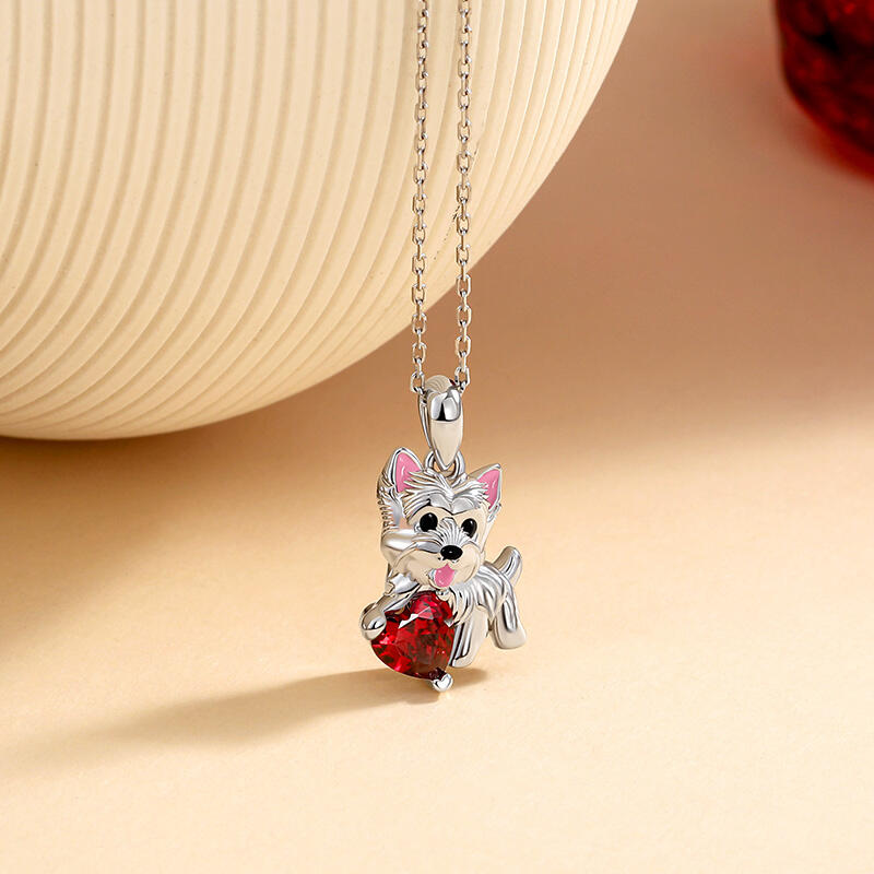 Jeulia Petland Collier Personnalisé Westie Chiot avec Pierre de Naissance