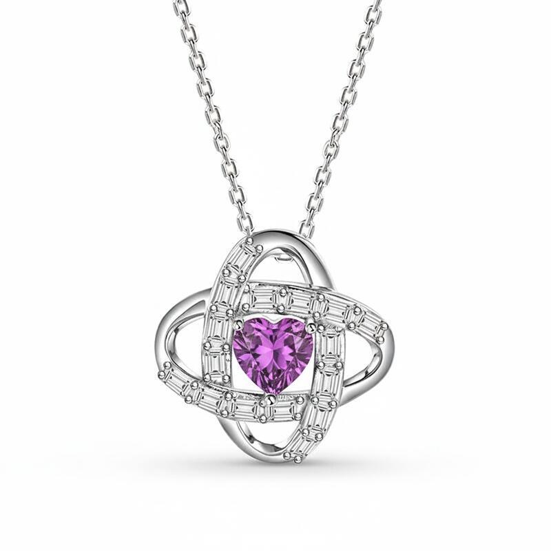 Jeulia Love Knot Custom Birthstone Necklace Sterling Silver