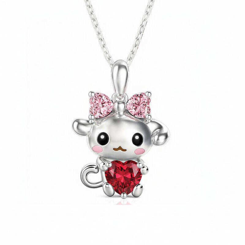 Jeulia Hug Me Custom Birthstone Cute Dog Pendant Necklace