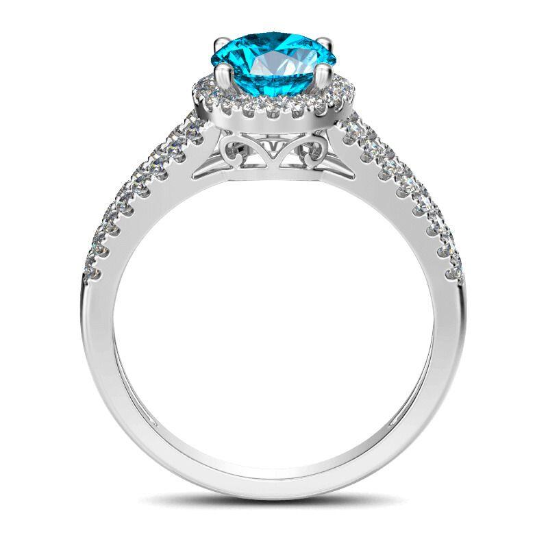 Jeulia Halo Round Cut Sterling Silver Ring
