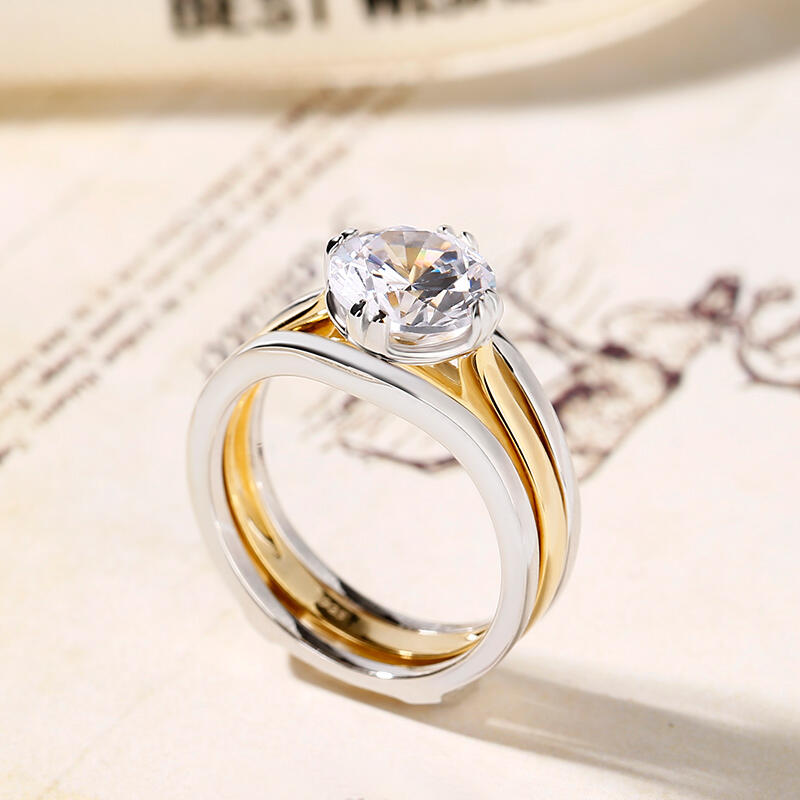 جوليا طقم خواتم قطع دائري من الفضة الإسترليني