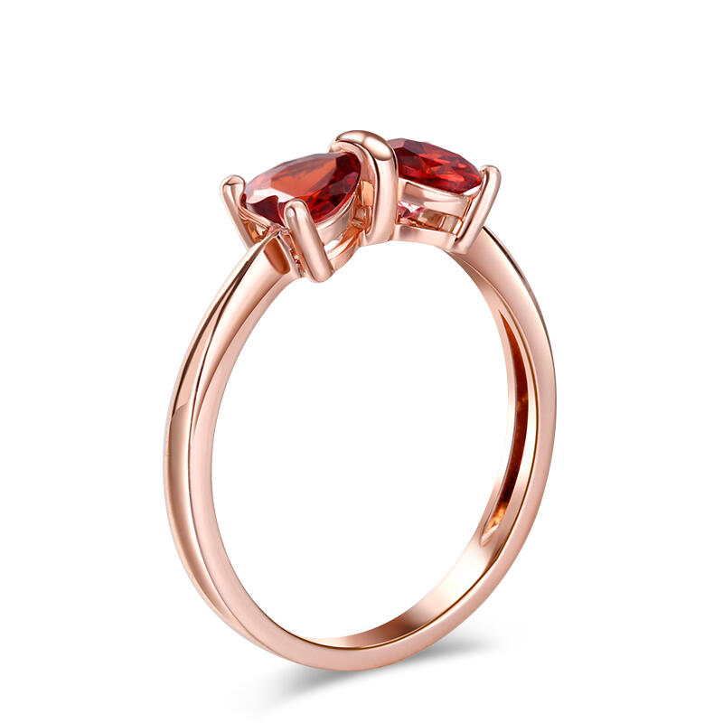 Jeulia Anillo de plata de ley con corte de corazón y lazo rojo