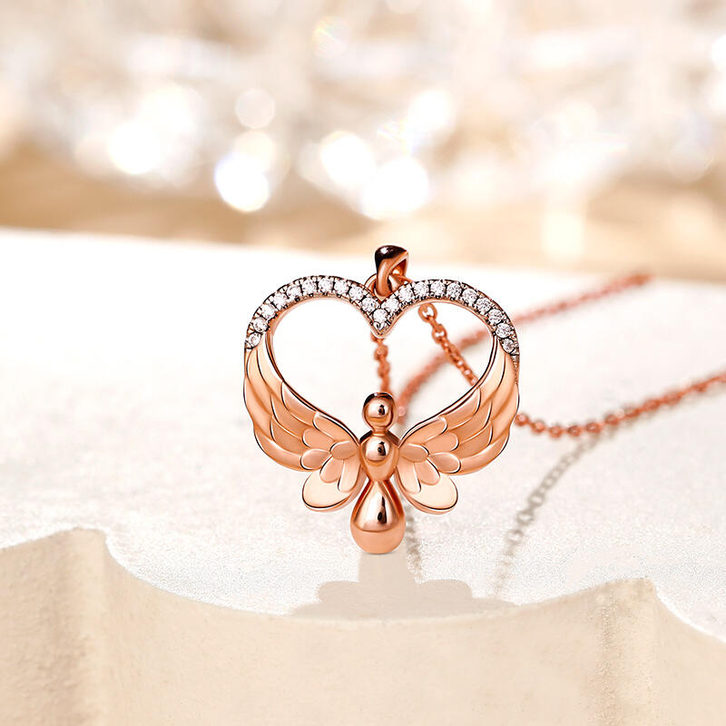 Jeulia Flying Angel Heart Pendant Sterling Silver Necklace