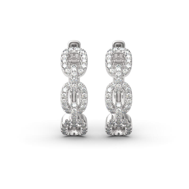 Jeulia Interlocking Design Round Cut Sterling Silver Hoop Earrings