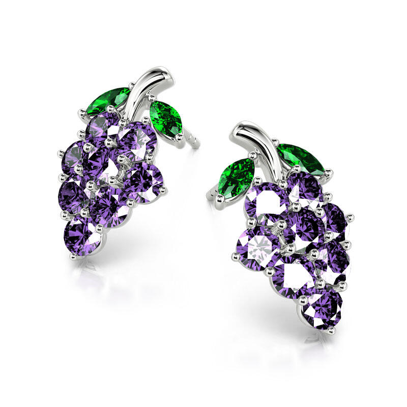 Jeulia Cute Grape Fruit Sterling Silver Stud Earrings