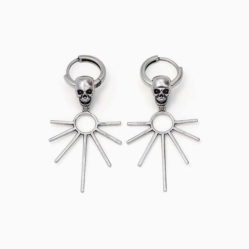 Jeulia Pendientes colgantes de calavera fantasma de plata de ley