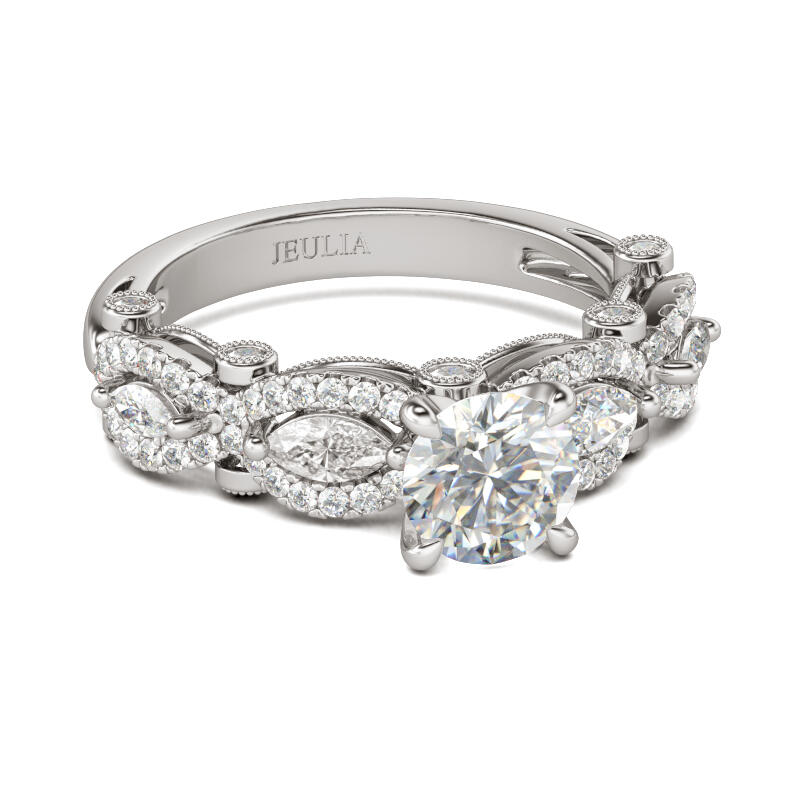 Jeulia Anillo Vintage de Plata de Ley de Corte Redondo