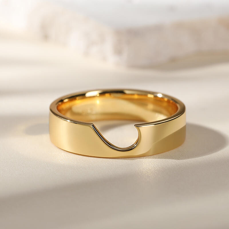 Jeulia Half Heart Design Sterling Silver Men's Band