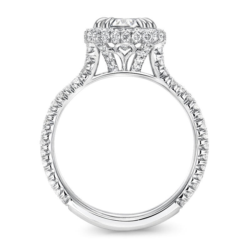 Jeulia "Captivating Brilliance" Emerald Cut Halo Sterling Silver Ring