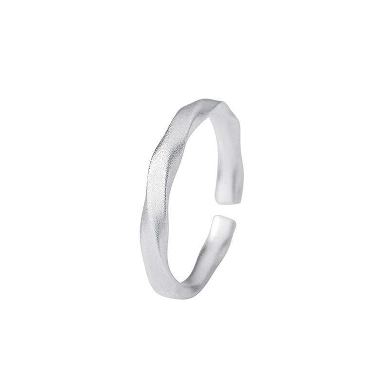 Jeulia Twist Texture Matte Sterling Silver Adjustable Women's Band