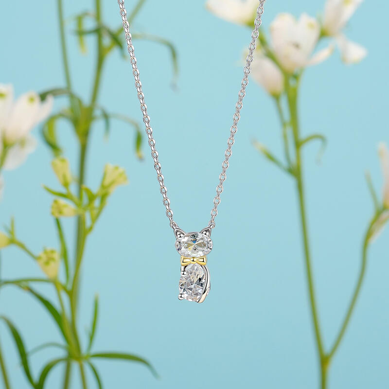 Jeulia Bowknot Two Stone Custom Cat Necklace with Birthstone