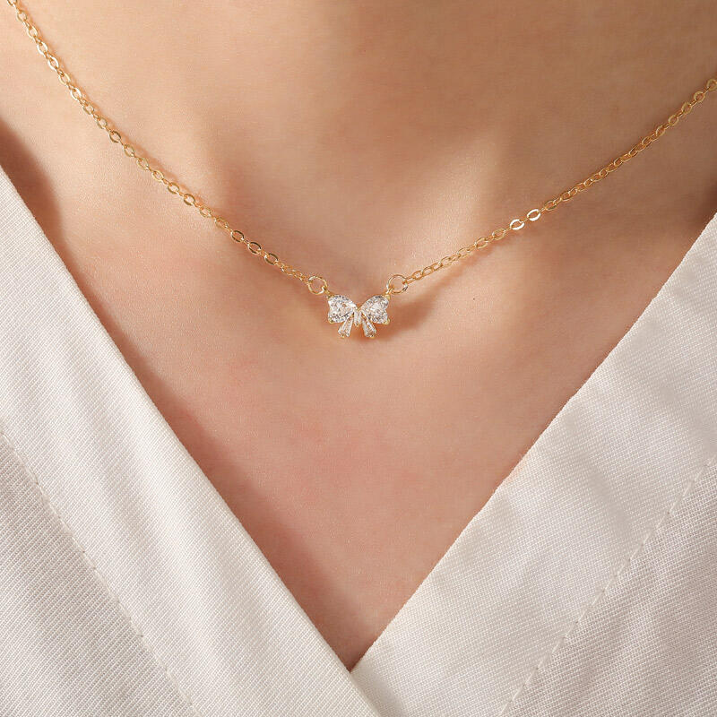 Jeulia Collar Personalizado de Lazo Doble Corazón con Piedra Natal