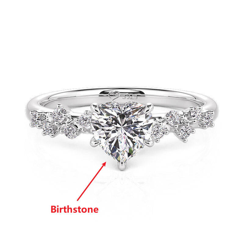 Jeulia Heartbeat Custom Heart Birthstone Promise Ring Sterling Silver