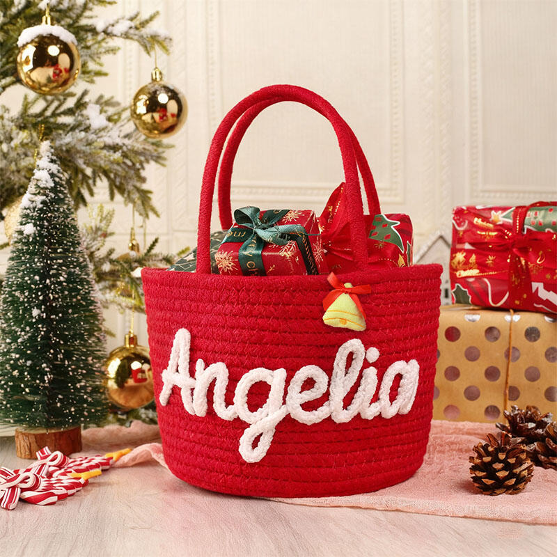 Personalised Name Christmas Gift Bag Storage Basket Funny Present for Children