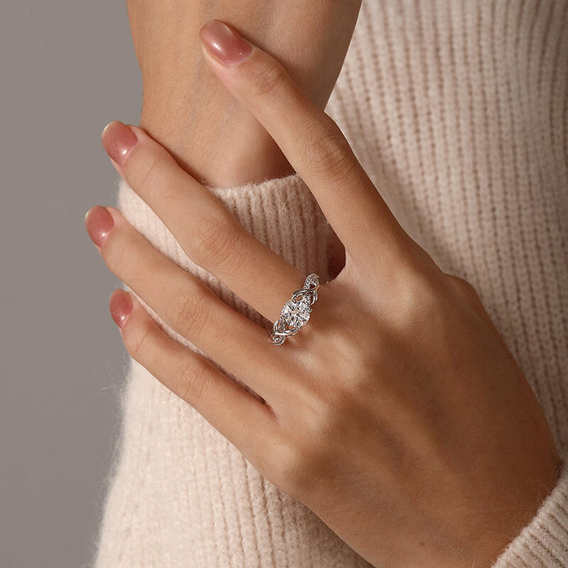 Jeulia Twisted Leaf Lab Grown Diamond Engagement Ring 10K/14K/18K Gold Platinum