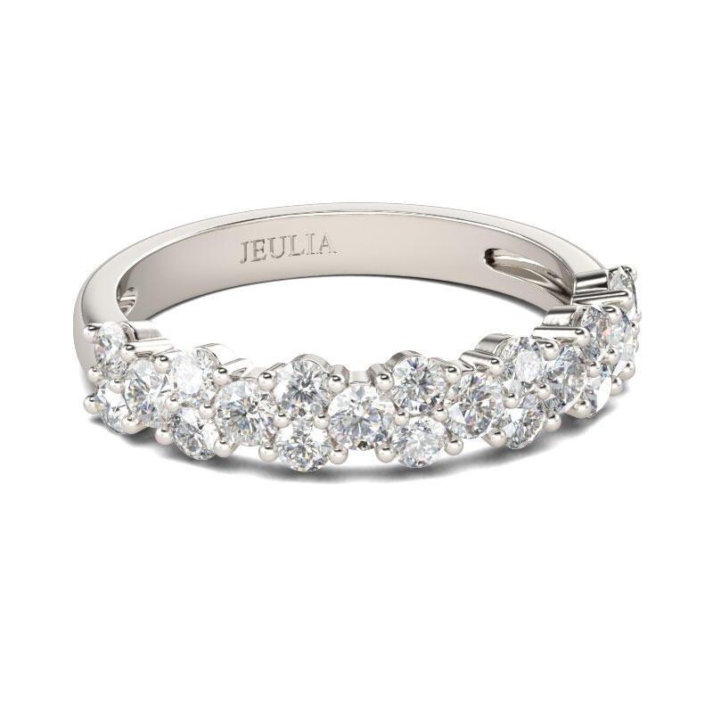 Jeulia Dainty Round Cut Sterling Silver Women's Band